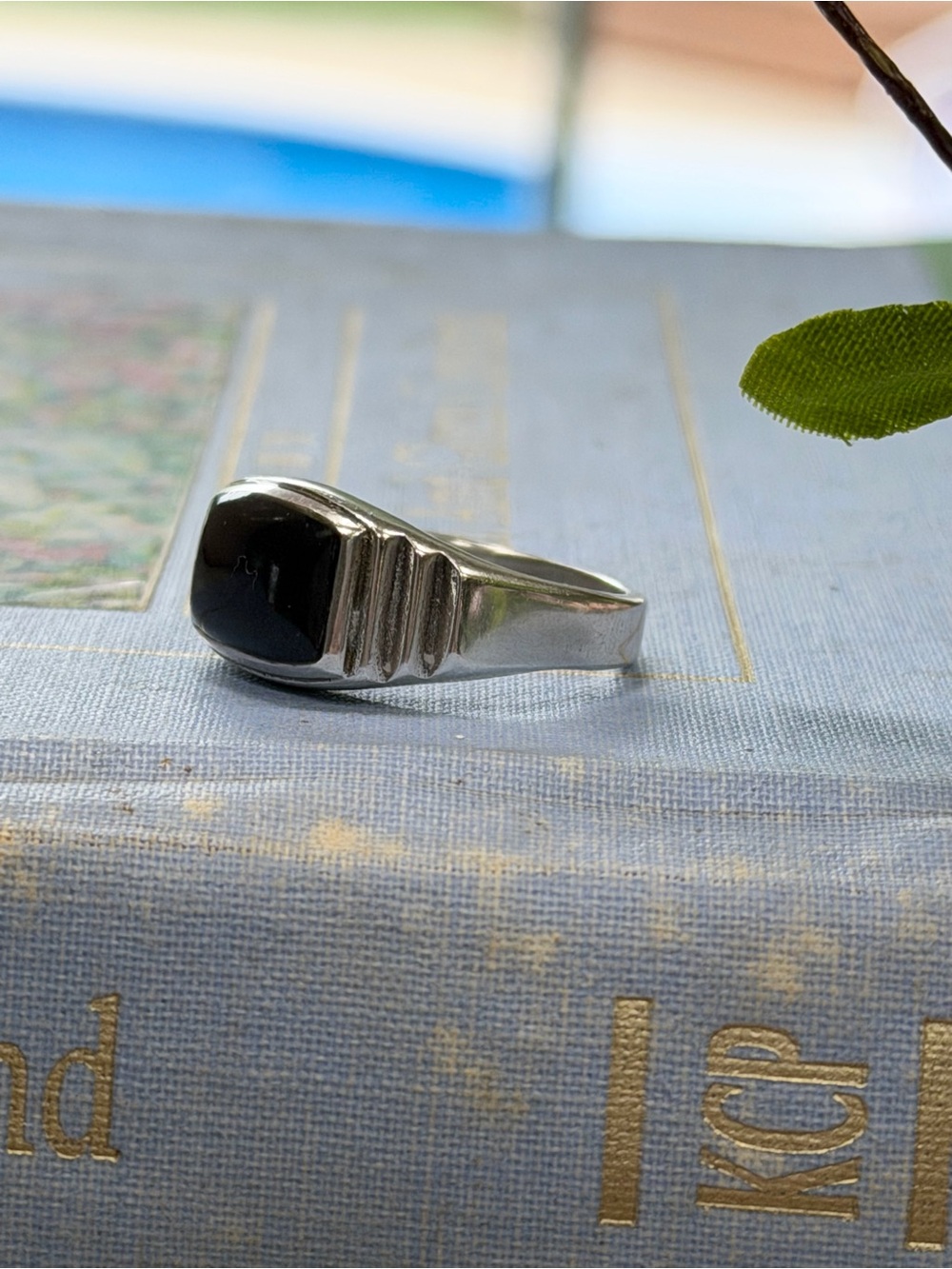 Vintage Designer Ted OTT Sterling Silver 925 Black Onyx Ring. Navaho Sz-8.5